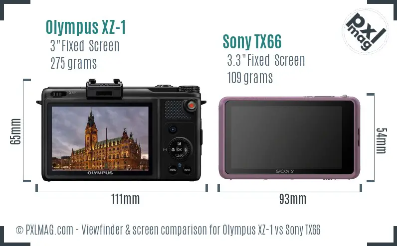 Olympus XZ-1 vs Sony TX66 Screen and Viewfinder comparison Olympus XZ-1 vs Sony TX66 Screen and Viewfinder comparison