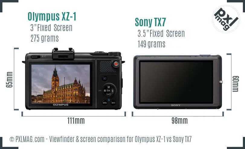 Olympus XZ-1 vs Sony TX7 Screen and Viewfinder comparison Olympus XZ-1 vs Sony TX7 Screen and Viewfinder comparison