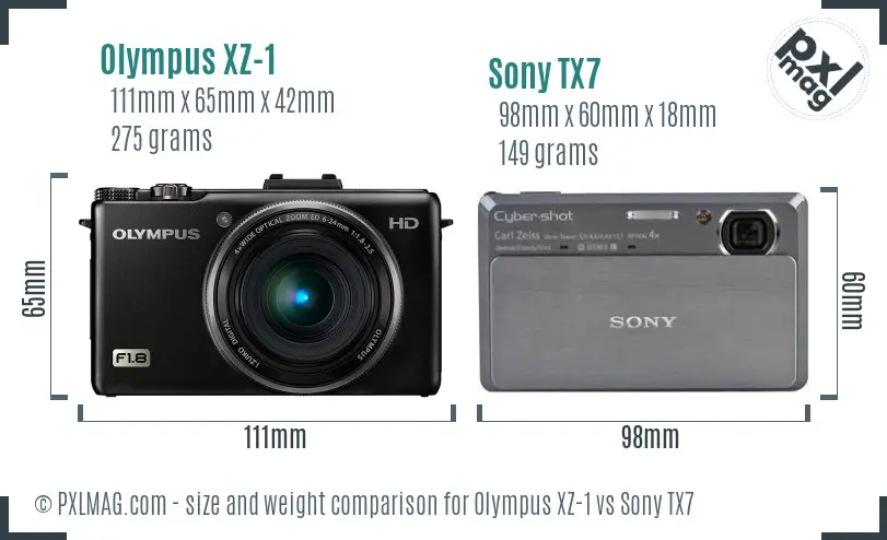 Olympus XZ-1 vs Sony TX7 size comparison Olympus XZ-1 vs Sony TX7 size comparison