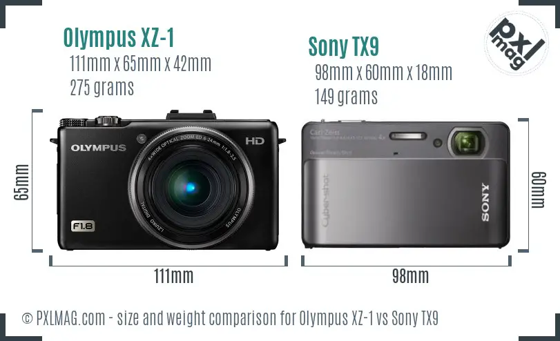 Olympus XZ-1 vs Sony TX9 size comparison