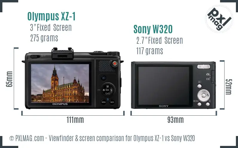 Olympus XZ-1 vs Sony W320 Screen and Viewfinder comparison
