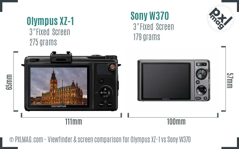 Olympus XZ-1 vs Sony W370 Screen and Viewfinder comparison
