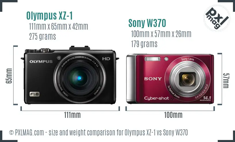 Olympus XZ-1 vs Sony W370 size comparison