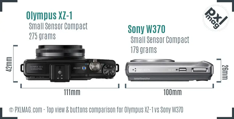 Olympus XZ-1 vs Sony W370 top view buttons comparison