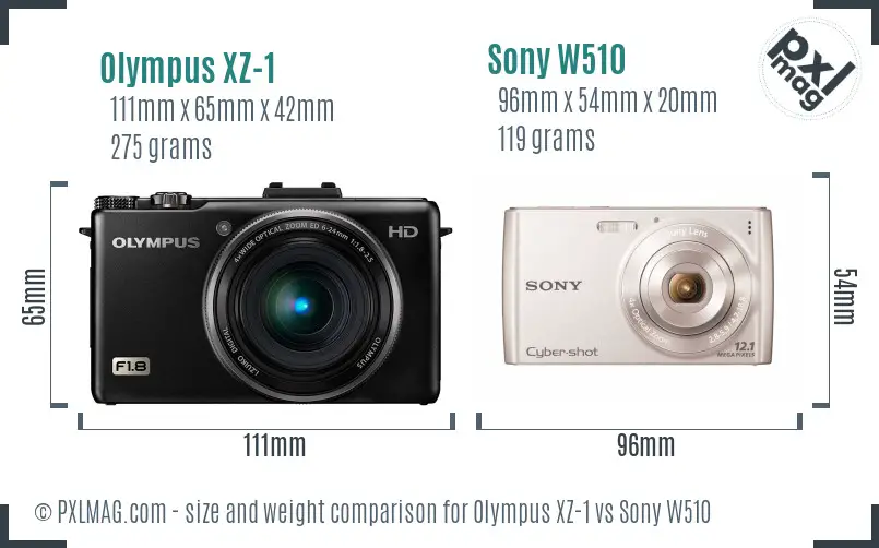 Olympus XZ-1 vs Sony W510 size comparison