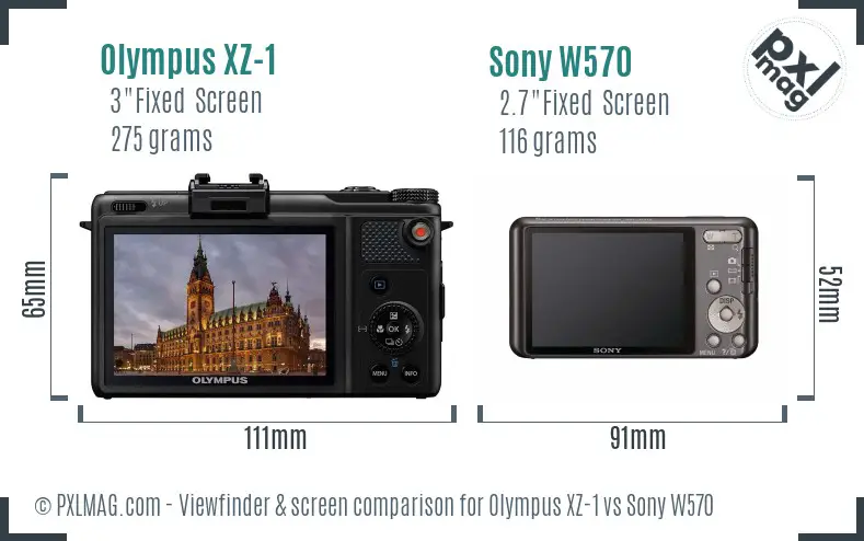 Olympus XZ-1 vs Sony W570 Screen and Viewfinder comparison