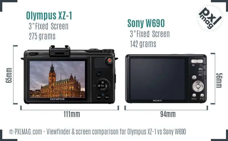 Olympus XZ-1 vs Sony W690 Screen and Viewfinder comparison