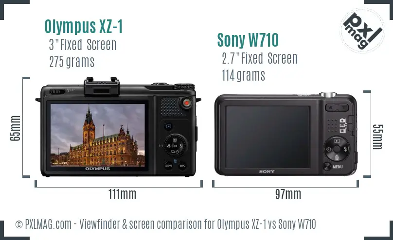 Olympus XZ-1 vs Sony W710 Screen and Viewfinder comparison