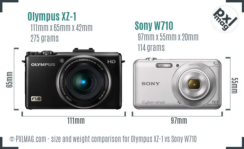 Olympus XZ-1 vs Sony W710 size comparison