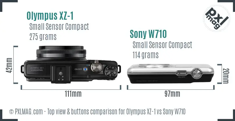 Olympus XZ-1 vs Sony W710 top view buttons comparison