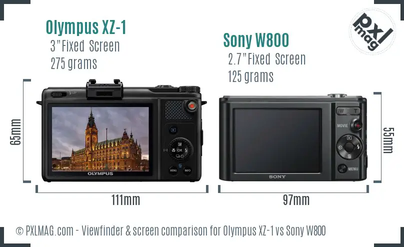 Olympus XZ-1 vs Sony W800 Screen and Viewfinder comparison