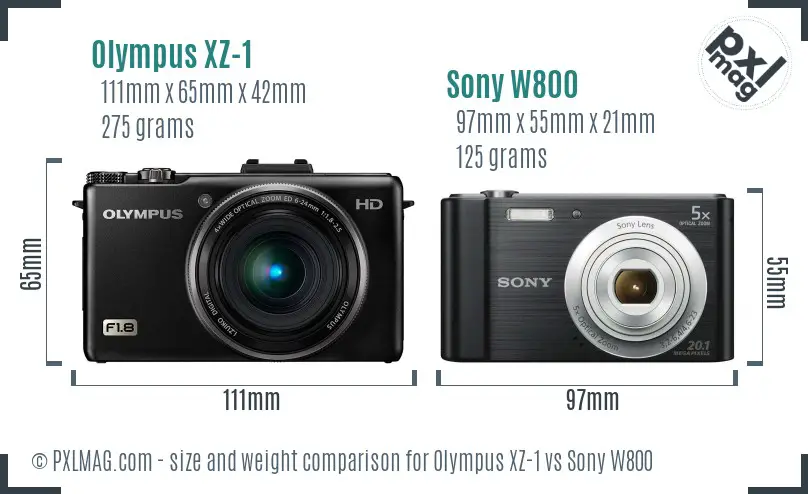 Olympus XZ-1 vs Sony W800 size comparison