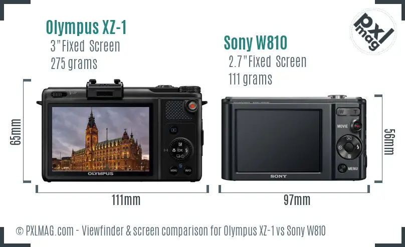 Olympus XZ-1 vs Sony W810 Screen and Viewfinder comparison