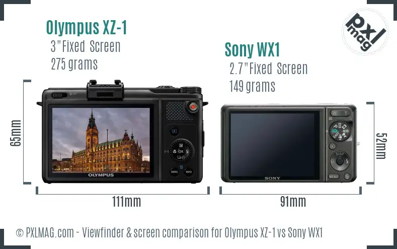 Olympus XZ-1 vs Sony WX1 Screen and Viewfinder comparison