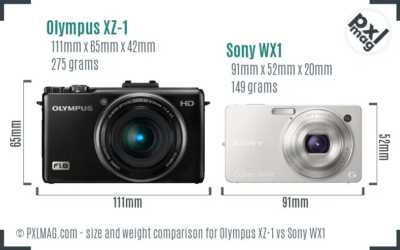 Olympus XZ-1 vs Sony WX1 size comparison
