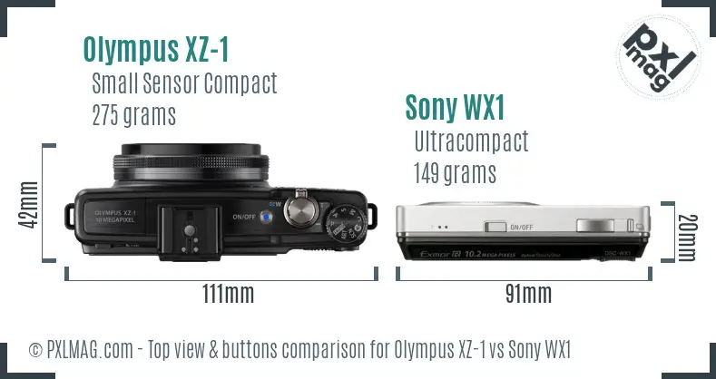 Olympus XZ-1 vs Sony WX1 top view buttons comparison