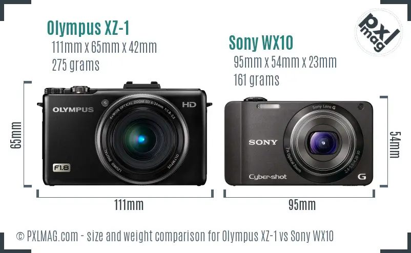 Olympus XZ-1 vs Sony WX10 size comparison