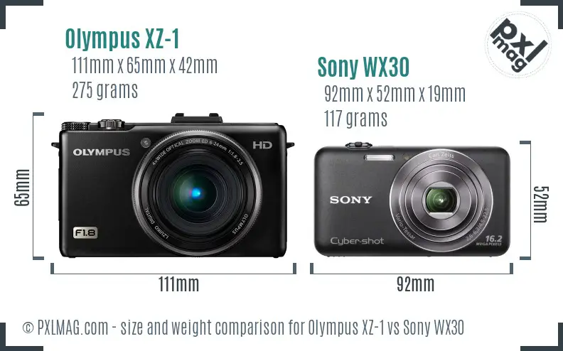 Olympus XZ-1 vs Sony WX30 size comparison