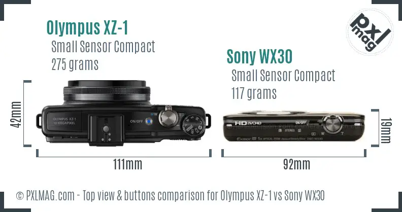Olympus XZ-1 vs Sony WX30 top view buttons comparison