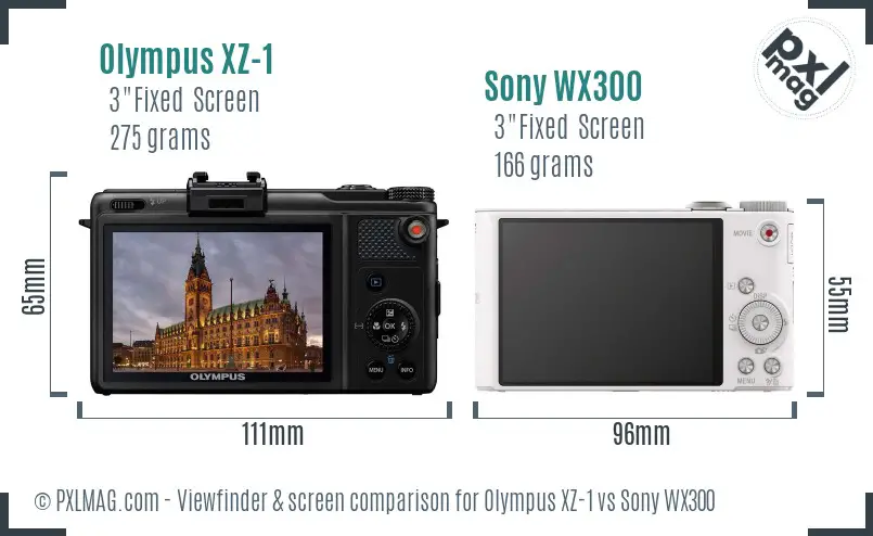 Olympus XZ-1 vs Sony WX300 Screen and Viewfinder comparison