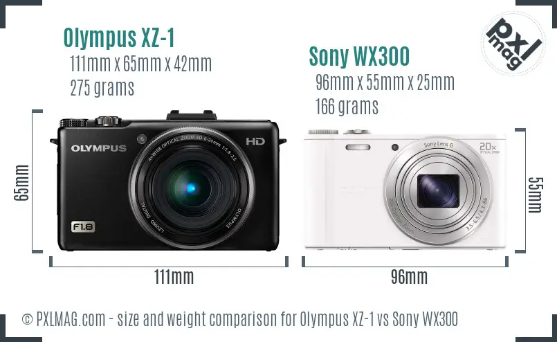 Olympus XZ-1 vs Sony WX300 size comparison