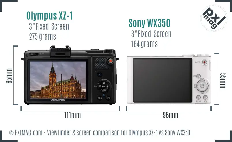 Olympus XZ-1 vs Sony WX350 Screen and Viewfinder comparison