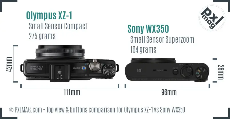Olympus XZ-1 vs Sony WX350 top view buttons comparison