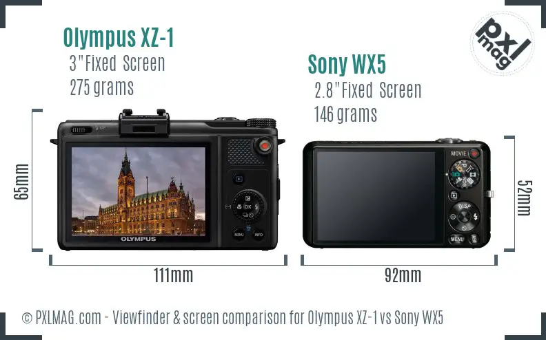 Olympus XZ-1 vs Sony WX5 Screen and Viewfinder comparison