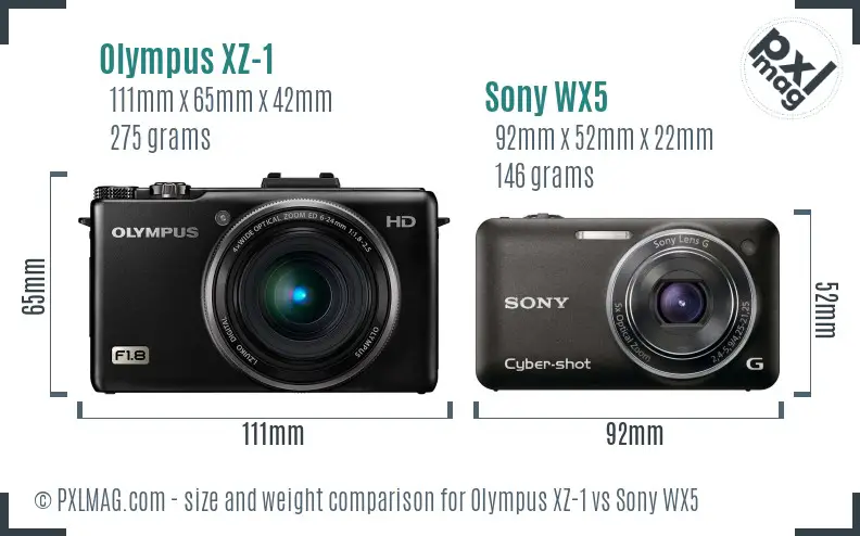 Olympus XZ-1 vs Sony WX5 size comparison