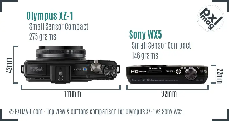 Olympus XZ-1 vs Sony WX5 top view buttons comparison