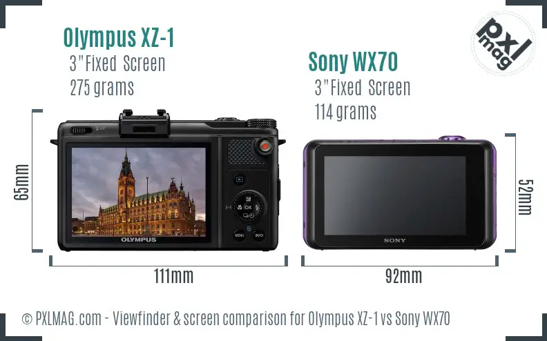 Olympus XZ-1 vs Sony WX70 Screen and Viewfinder comparison