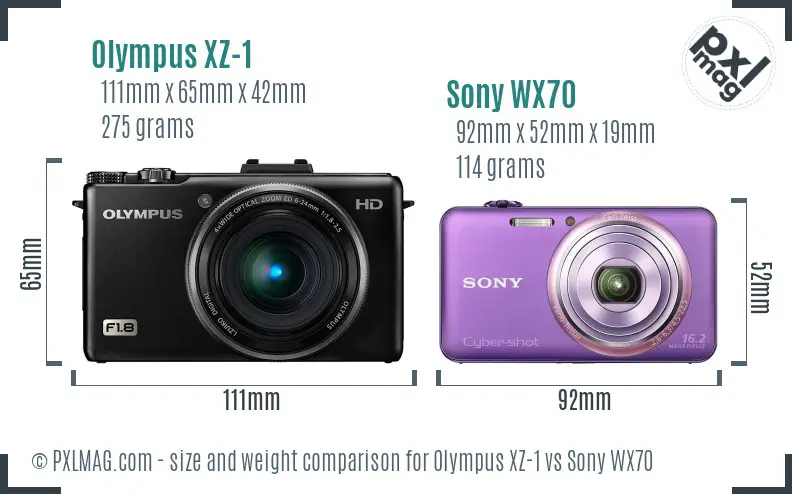 Olympus XZ-1 vs Sony WX70 size comparison