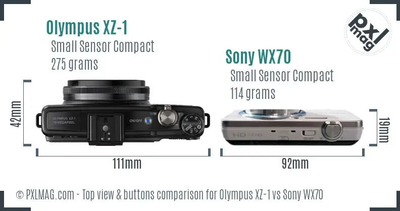 Olympus XZ-1 vs Sony WX70 top view buttons comparison