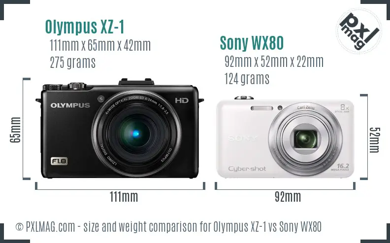 Olympus XZ-1 vs Sony WX80 size comparison