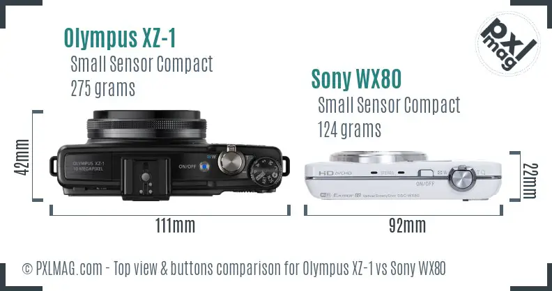 Olympus XZ-1 vs Sony WX80 top view buttons comparison