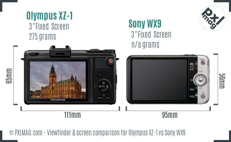 Olympus XZ-1 vs Sony WX9 Screen and Viewfinder comparison