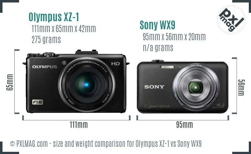 Olympus XZ-1 vs Sony WX9 size comparison