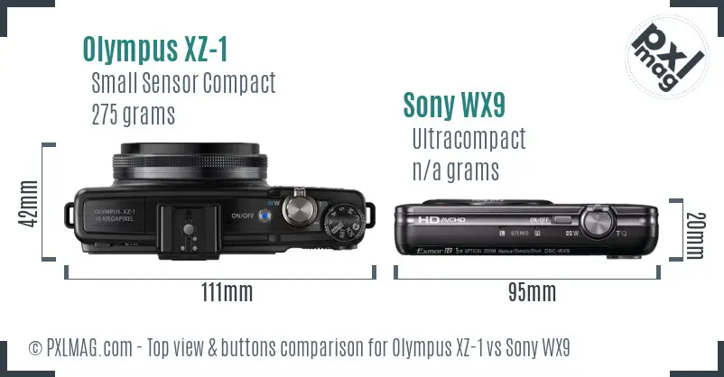 Olympus XZ-1 vs Sony WX9 top view buttons comparison