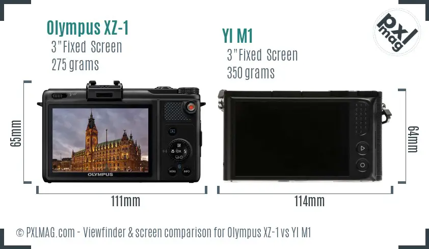 Olympus XZ-1 vs YI M1 Screen and Viewfinder comparison