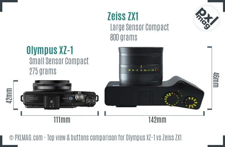 Olympus XZ-1 vs Zeiss ZX1 top view buttons comparison