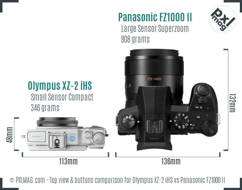 Olympus XZ-2 iHS vs Panasonic FZ1000 II top view buttons comparison