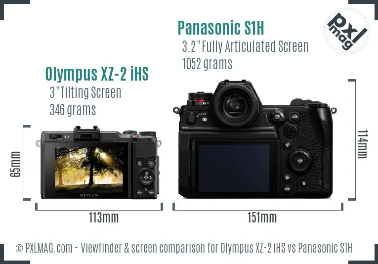 Olympus XZ-2 iHS vs Panasonic S1H Screen and Viewfinder comparison