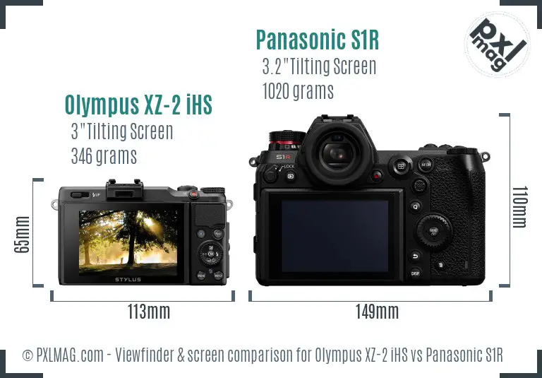 Olympus XZ-2 iHS vs Panasonic S1R Screen and Viewfinder comparison