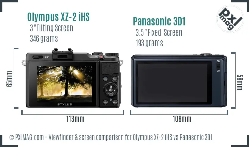 Olympus XZ-2 iHS vs Panasonic 3D1 Screen and Viewfinder comparison
