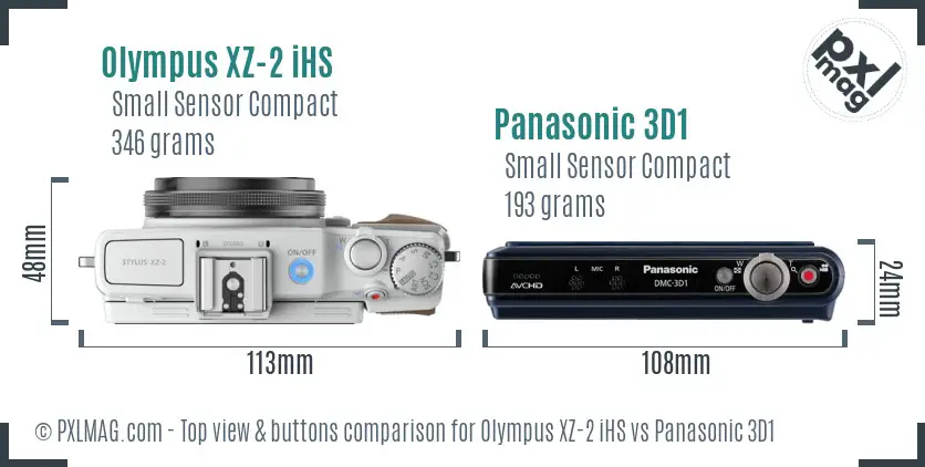 Olympus XZ-2 iHS vs Panasonic 3D1 top view buttons comparison