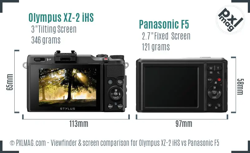 Olympus XZ-2 iHS vs Panasonic F5 Screen and Viewfinder comparison