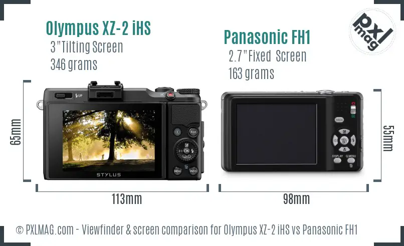 Olympus XZ-2 iHS vs Panasonic FH1 Screen and Viewfinder comparison