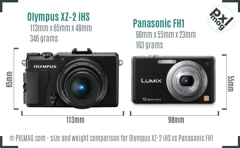 Olympus XZ-2 iHS vs Panasonic FH1 size comparison