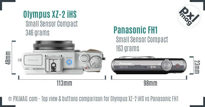 Olympus XZ-2 iHS vs Panasonic FH1 top view buttons comparison