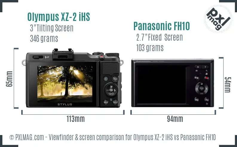 Olympus XZ-2 iHS vs Panasonic FH10 Screen and Viewfinder comparison